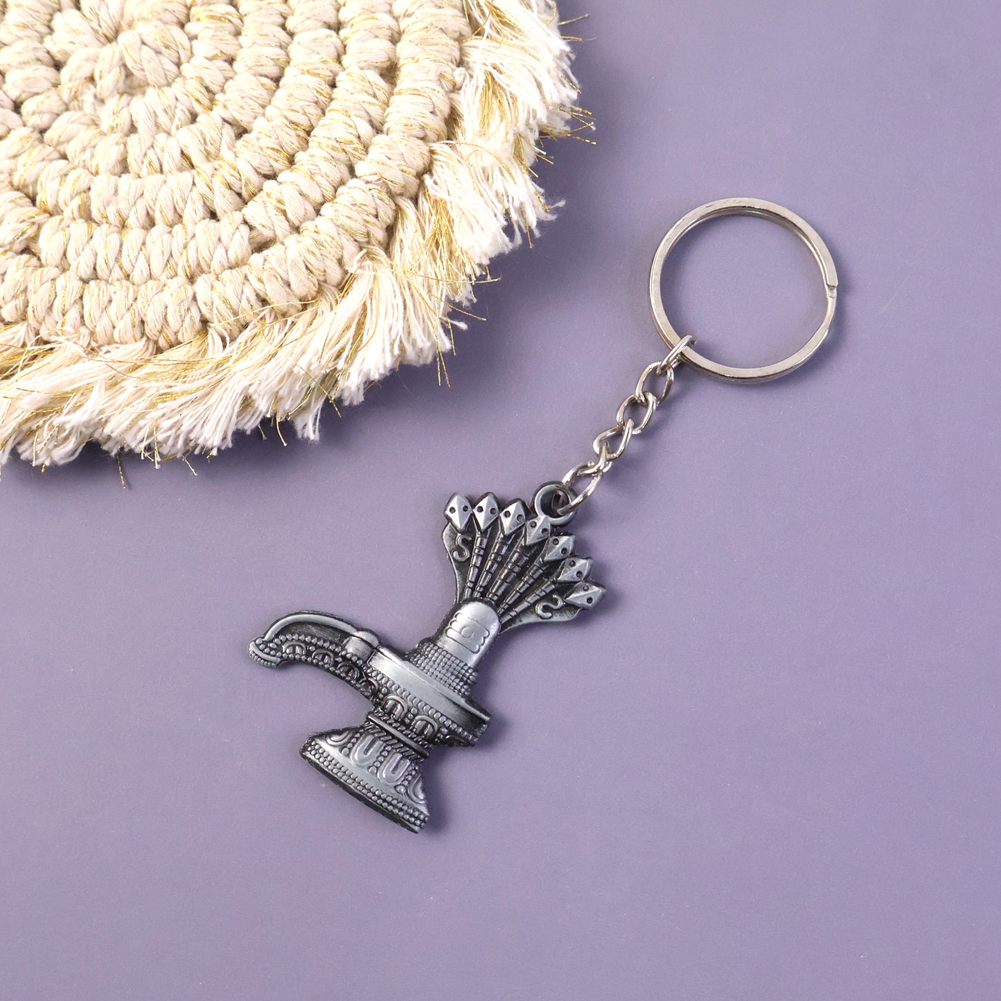 Metal Shiva Lingam Naag Keychain - Antique Black Finish, 1 Pc - Happy Price - Image 4