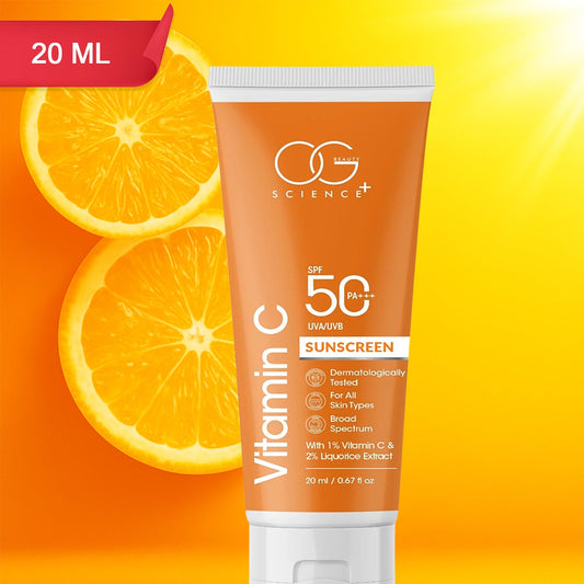Vitamin C Sunscreen SPF 50 PA+++ with Liquorice Extract - 20ml - Happy Price - Image 1