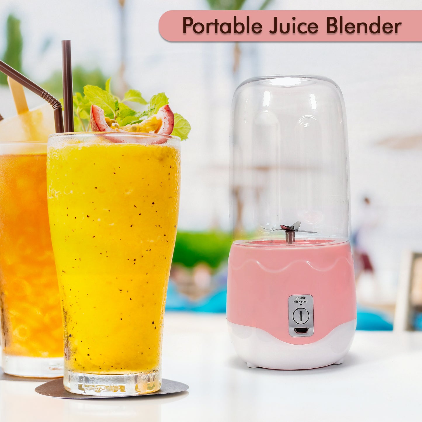 Portable Blender Personal Blender Juicer Cup Mini Handheld Blender With 4 Blades Mixer For Fruit Shakes And Smoothies Portable Juicer (Multicolor) - Happy Price - Image 2
