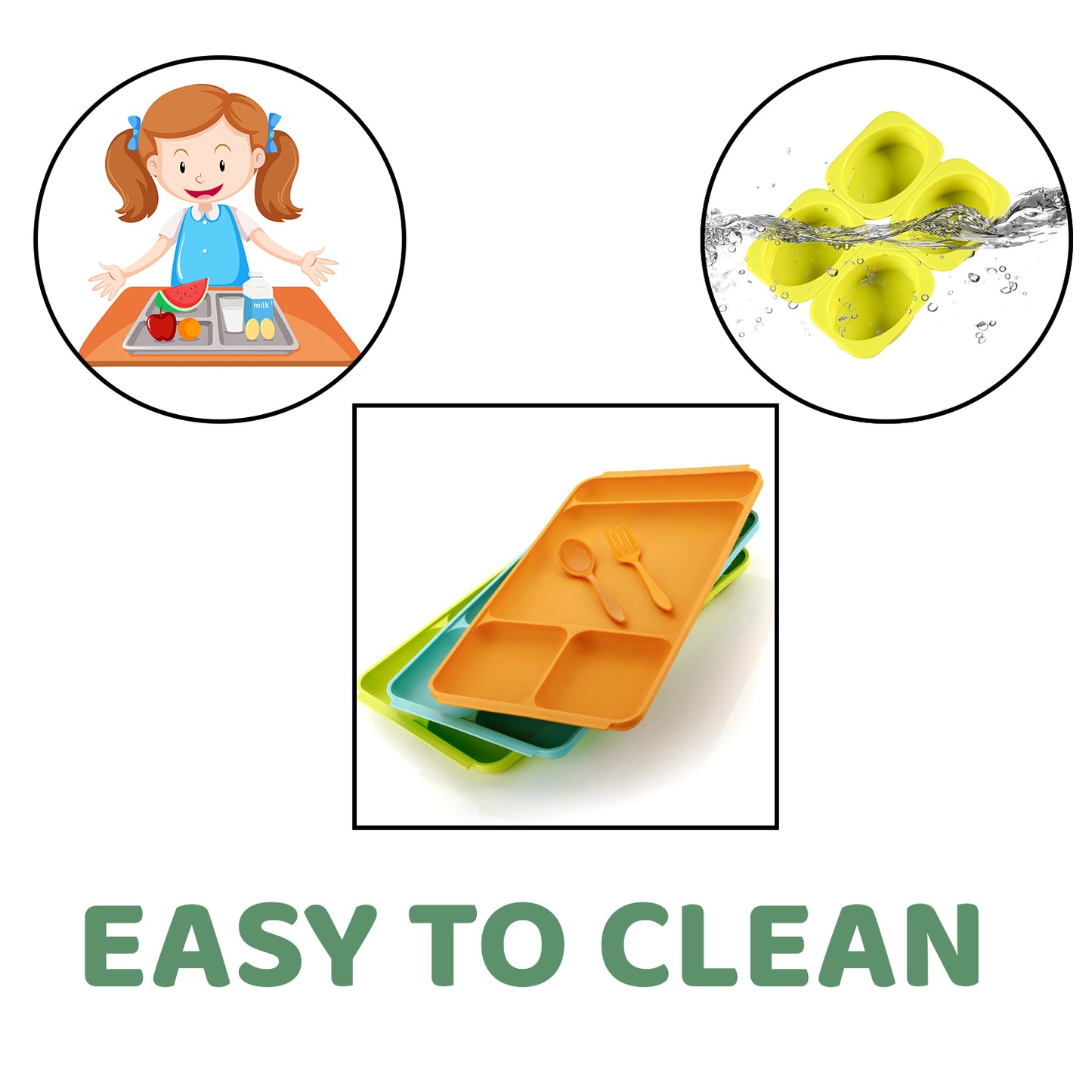 4compartment Dish With Spoon And Fork(1 Dish Set With 1spoon And 1fork) Dinner Plate Plastic Compartment Plate Pav Bhaji Plate 4-compartments Divided Plastic Food Plate. - Happy Price - Image 6