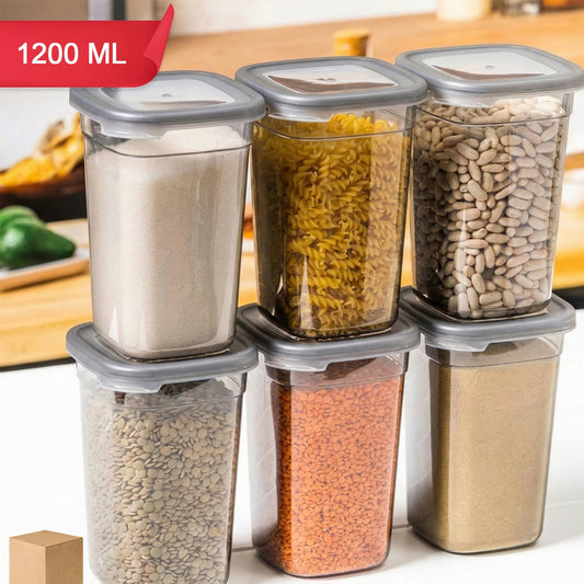 Plastic Food Storage Container Set - 1200 ML Each, 6 Pieces - Happy Price - Image 1