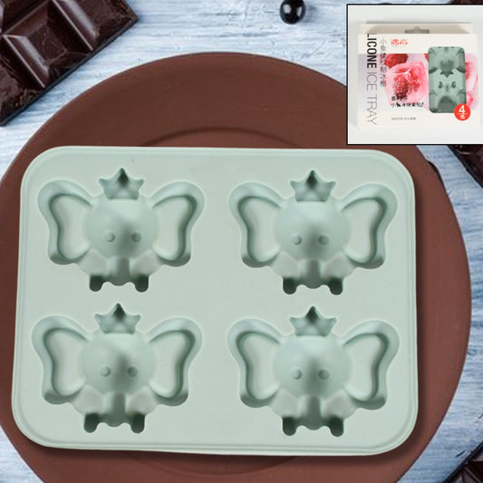 Silicone Cartoon Shape 4 Grid Ice Cube Tray Ice Cube Molds Trays Small Cubes Tray For Fridge Flexible Silicon Ice Tray (1 Pc) - Happy Price - Image 1
