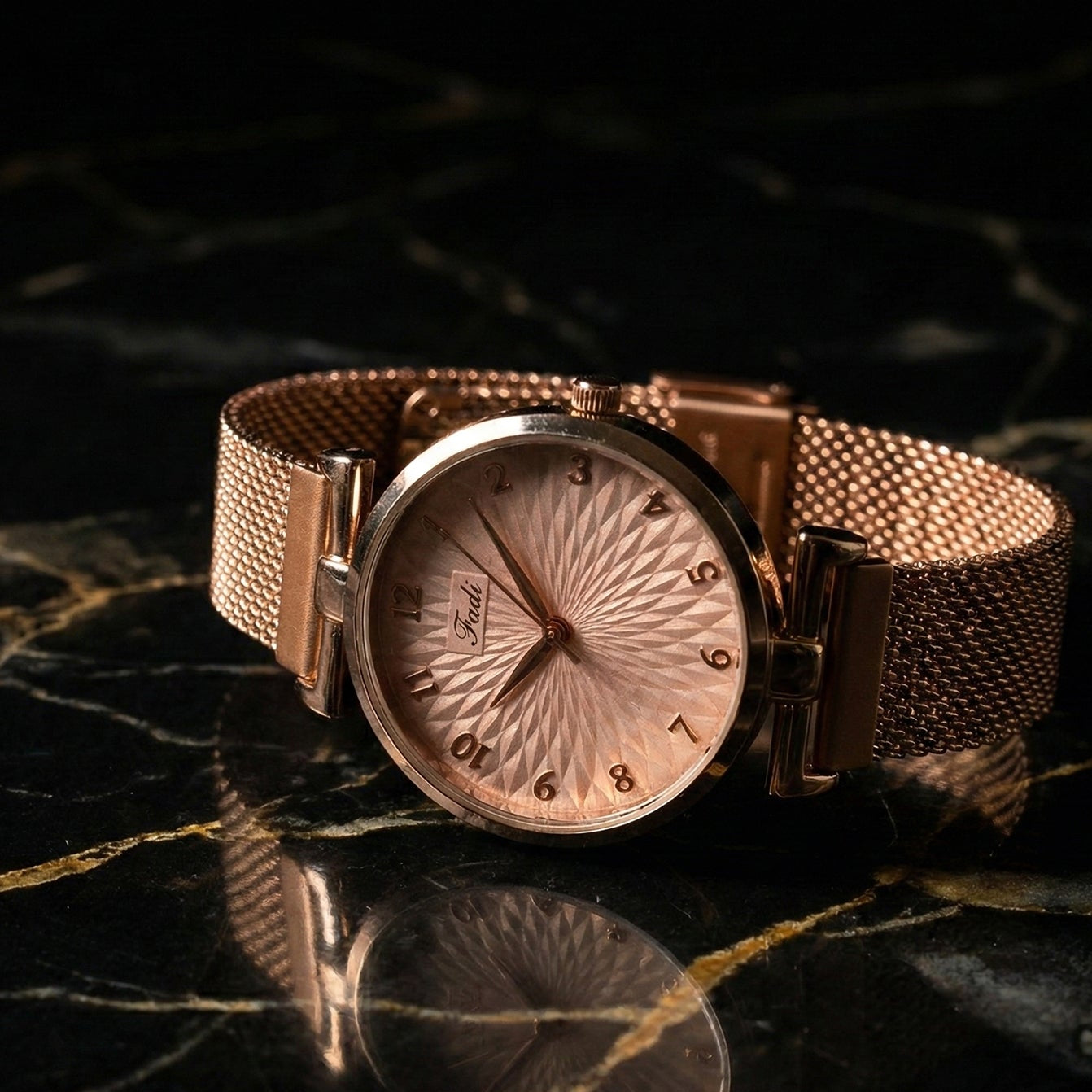 Rose Gold Finish Analog Watch with Mesh Strap (1 Pc) - Happy Price - Image 1