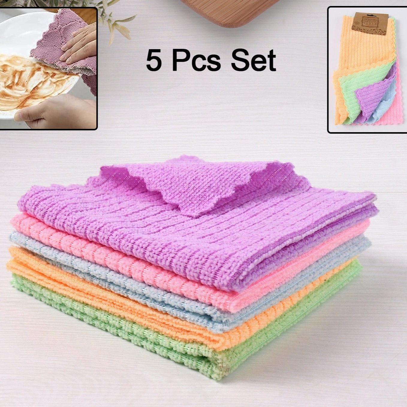 Pack Of 5 Microfiber Cleaning Pochha Super Absorbent Microfiber Cleaning Cloth - Happy Price - Image 1