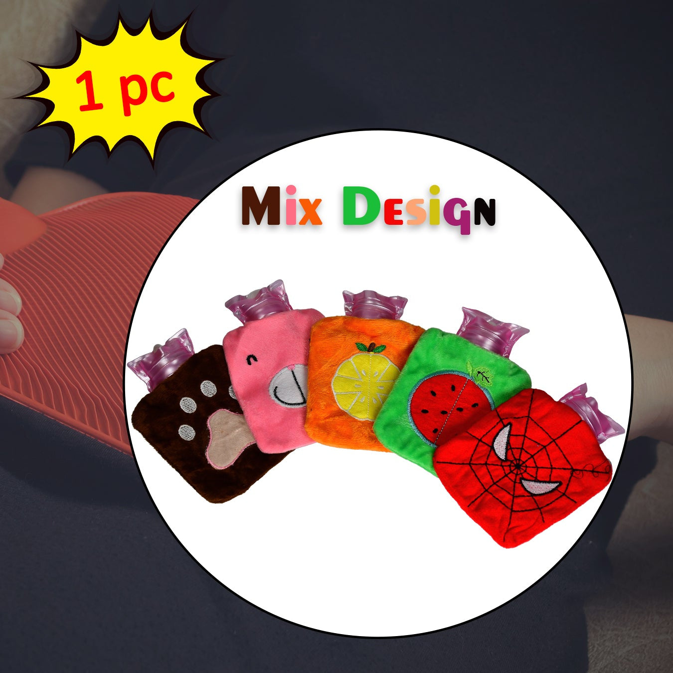 Mini 1pc Mix Design Hot Water Bag For Pain Relief. - Happy Price - Image 1