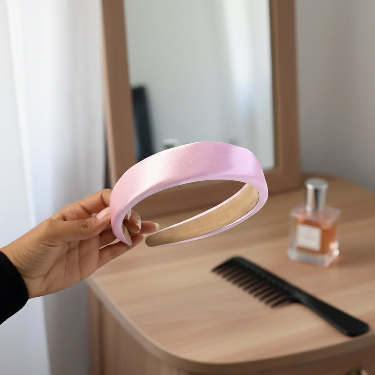 Padded Satin Finish Wide Hairband (1 Pc) - Comfortable Fashion Headband for Women - Happy Price - Image 3