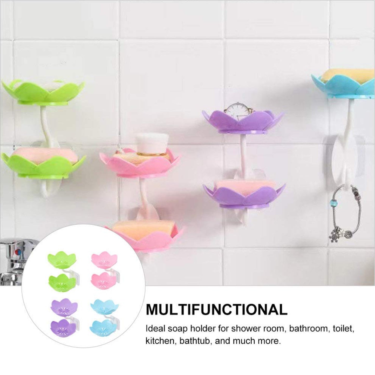 Dabble Layer Flower Self Draining Soap Dish Holder Bathroom Shower Soap Holder Dish Storage Plate Tray For Bathroom Kitchen Bathtub - Happy Price - Image 3