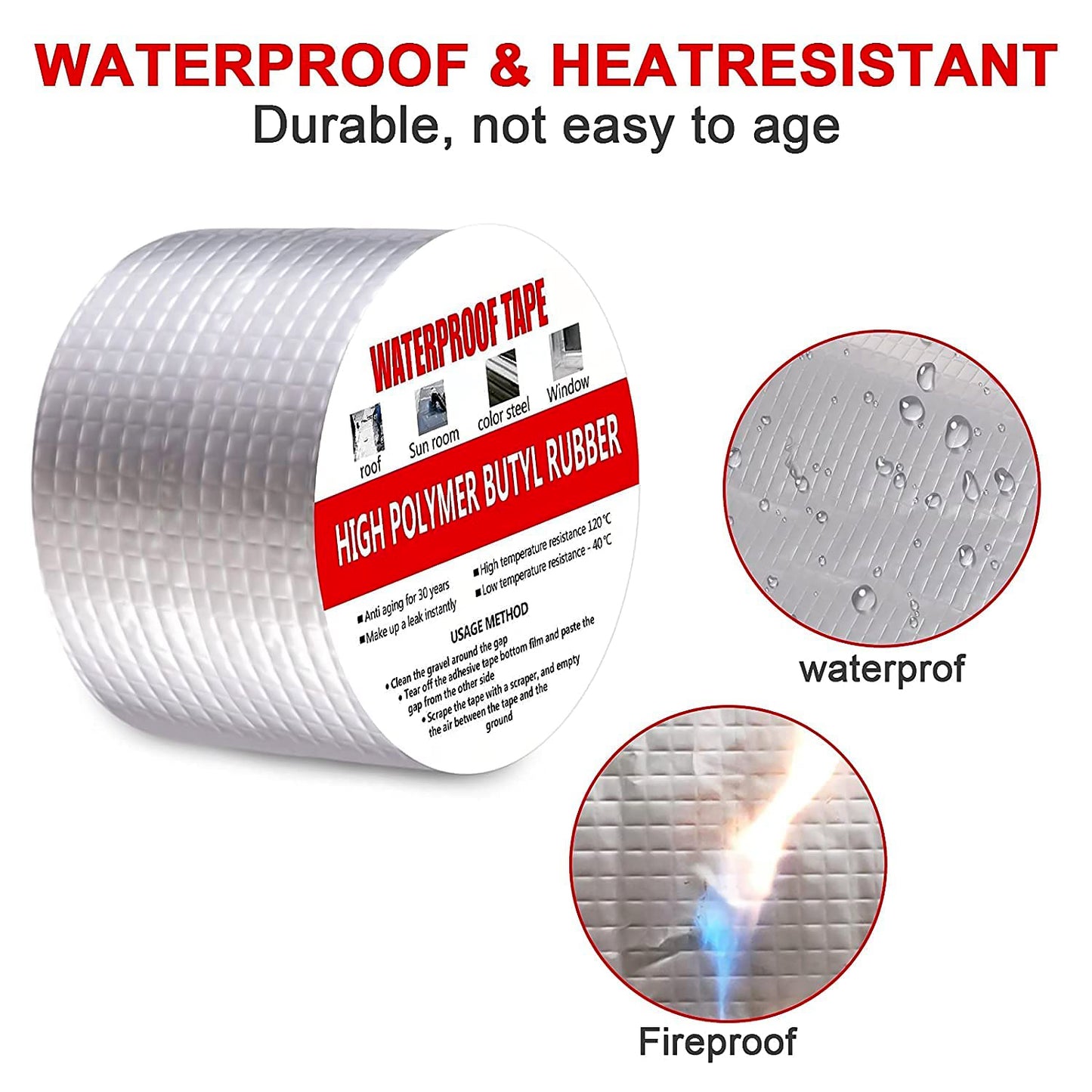 High Polymer Butyl Rubber Waterproof Tape - 100mm Width, Heavy Duty Leak Repair - Happy Price - Image 5