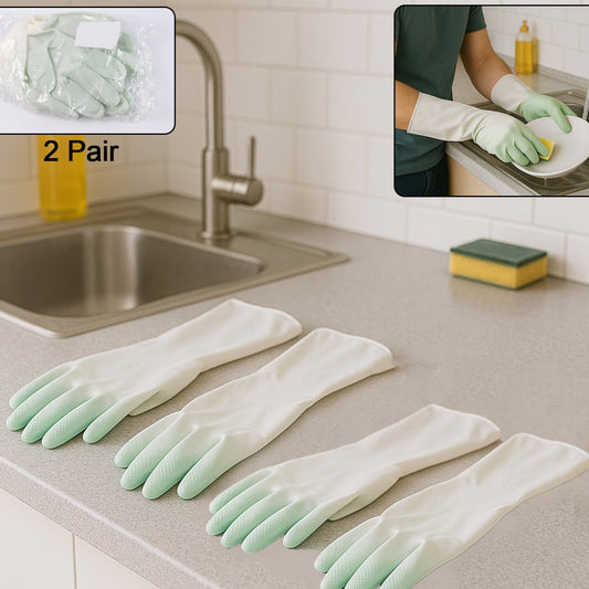 Latex Household Gloves (2 Pair  Mix Color) - Happy Price - Image 1