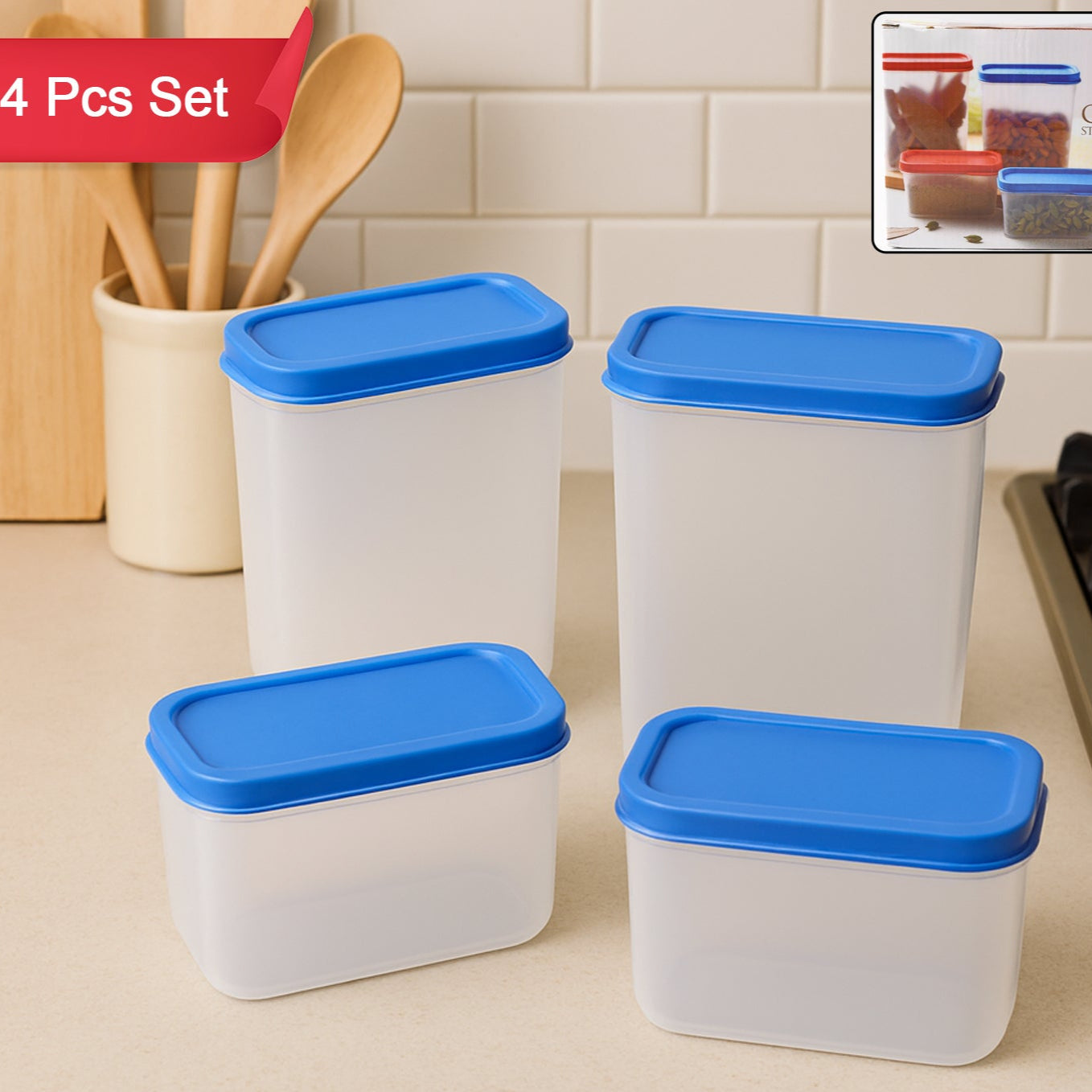 Apex Glory Plastic Storage Container Box Set (4 Pc) - Happy Price - Image 1