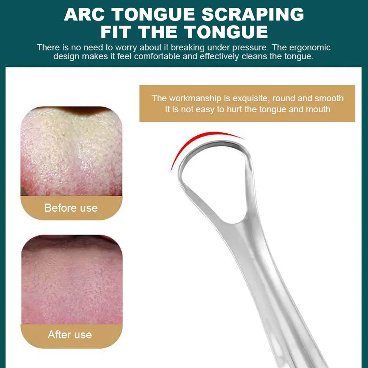 Stainless Steel Tongue Scraper Tongue Cleaners (1pc With Metal Case) - Happy Price - Image 6