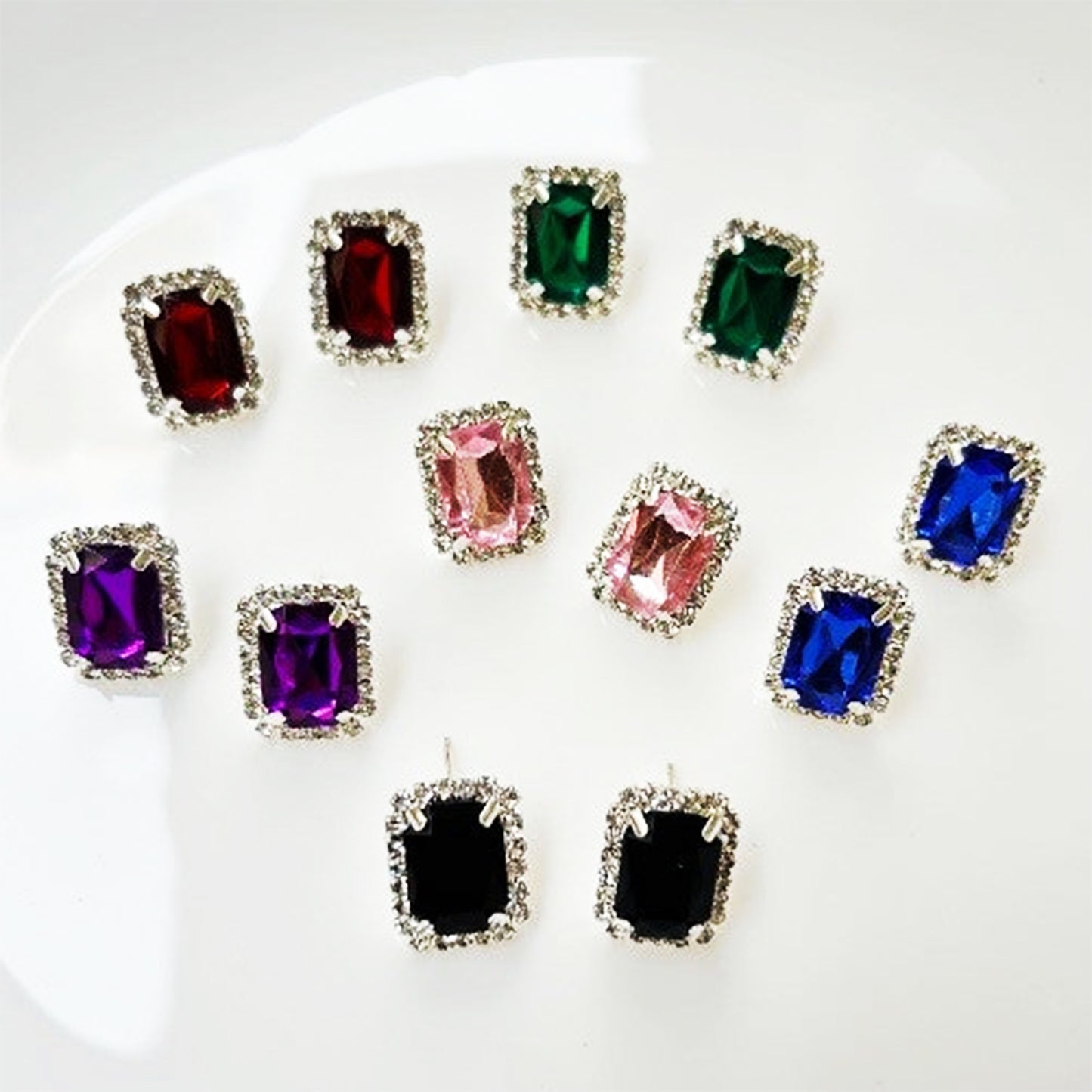 Diamond Jewellery Interchangeable Triangular Shaped Earrings (6 Pari  Mix Color  Design) - Happy Price - Image 5