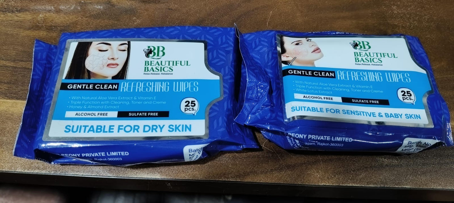 Beautiful Basics Dry  Sensitive Skin Face Wipes (2 Pkts X 50 Pcs Wipes) - Happy Price - Image 7