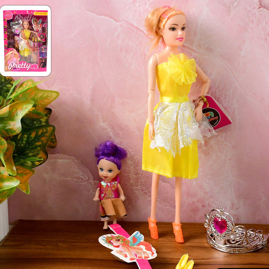 Fashion Doll and Baby Doll Playset with Crown and Accessories for Kids - Happy Price - Image 1