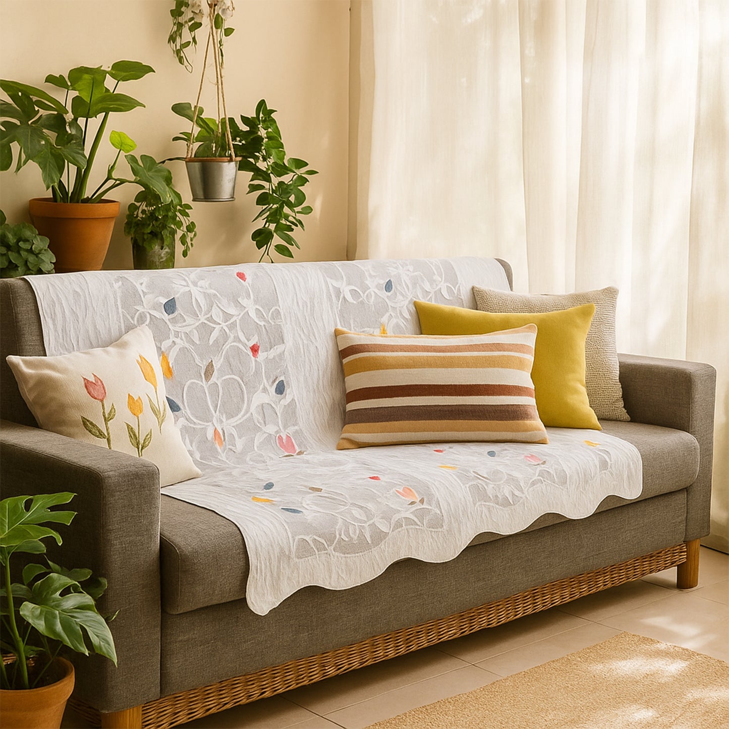 Sofa Back & Seat Protector Runner - 142x30 Inch, Washable Fabric - Happy Price - Image 6
