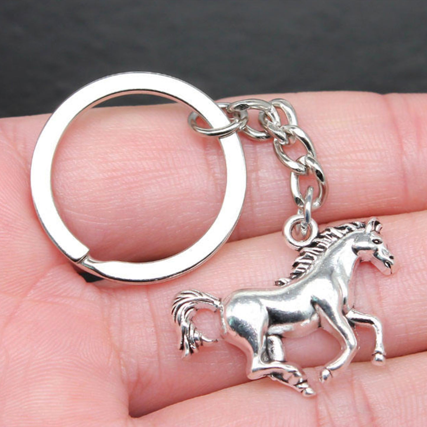 Metallic Horse Design Keychain for Keys - Polished Chrome Finish (1 Pc) - Happy Price - Image 3