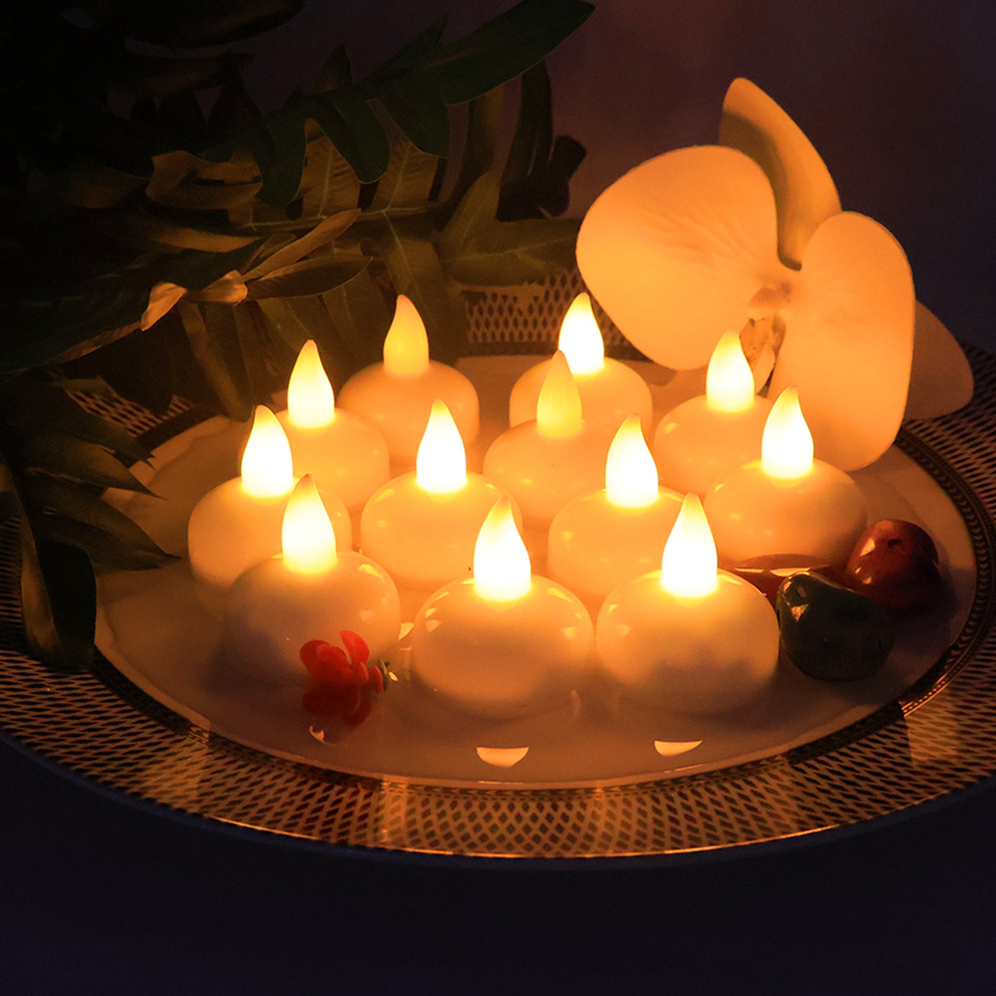 12 Pcs LED Floating Lotus Candles with Water Sensor - Flameless & Smokeless - Happy Price - Image 3