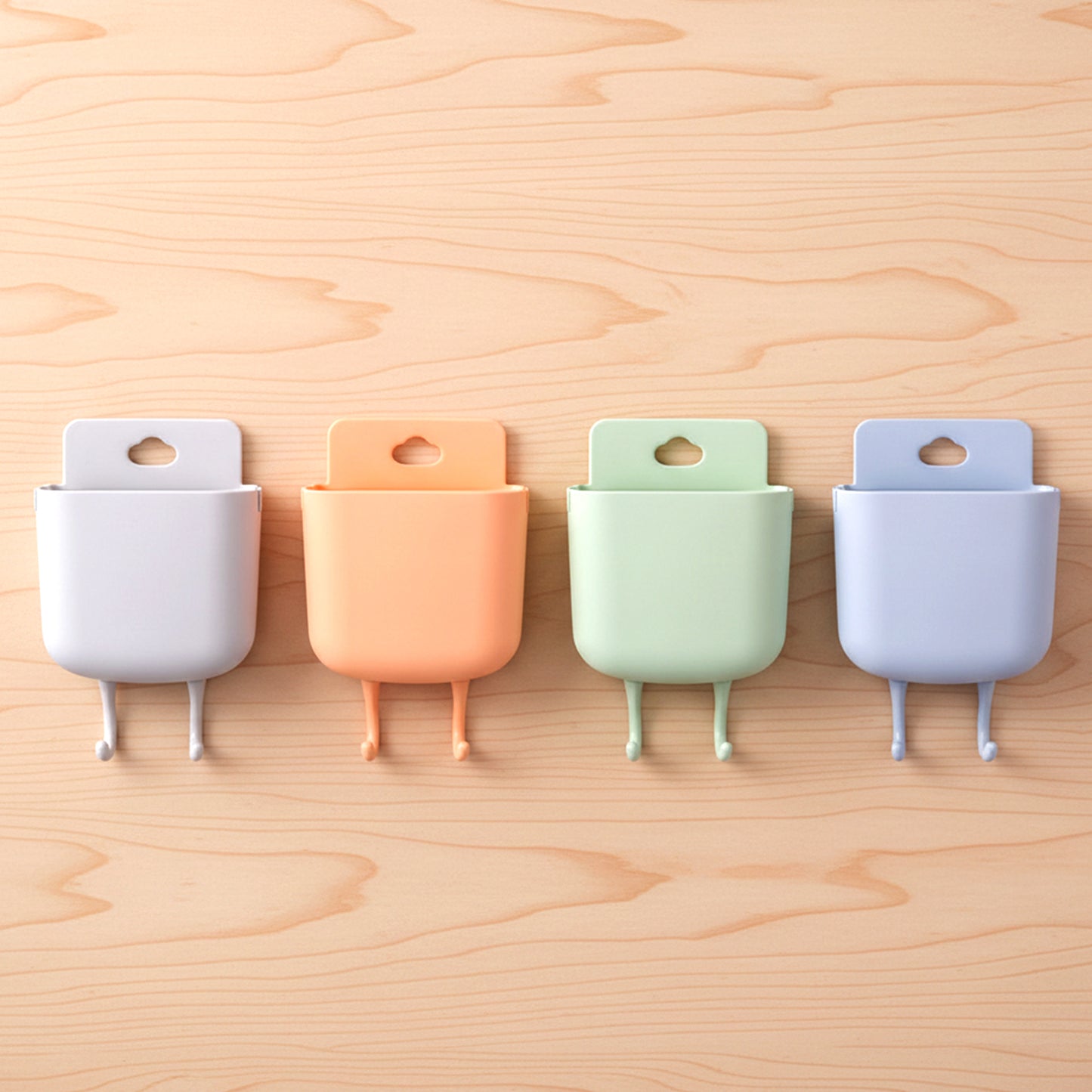 Set of 4 Plastic Wall Mount Holders for Mobile Charging & Accessories - Happy Price - Image 3