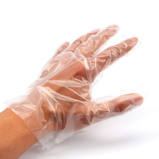 Plastic Transparent Disposable Clear Gloves (White) (100pc) - Happy Price - Image 1