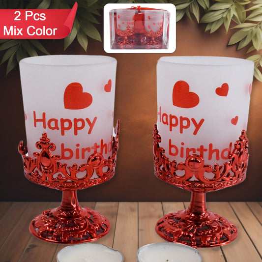 Tealight Holder Stylishly Shaped Candle Diya Stand Plastic Beautiful Design Festival (2 Pc  Mix Design) - Happy Price - Image 1