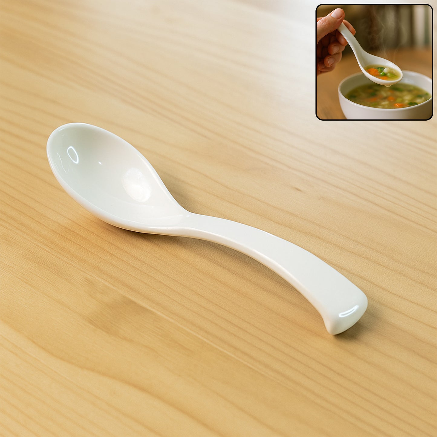 White Plastic Soup Spoon - Deep Bowl, 1 Pc - Happy Price - Image 2