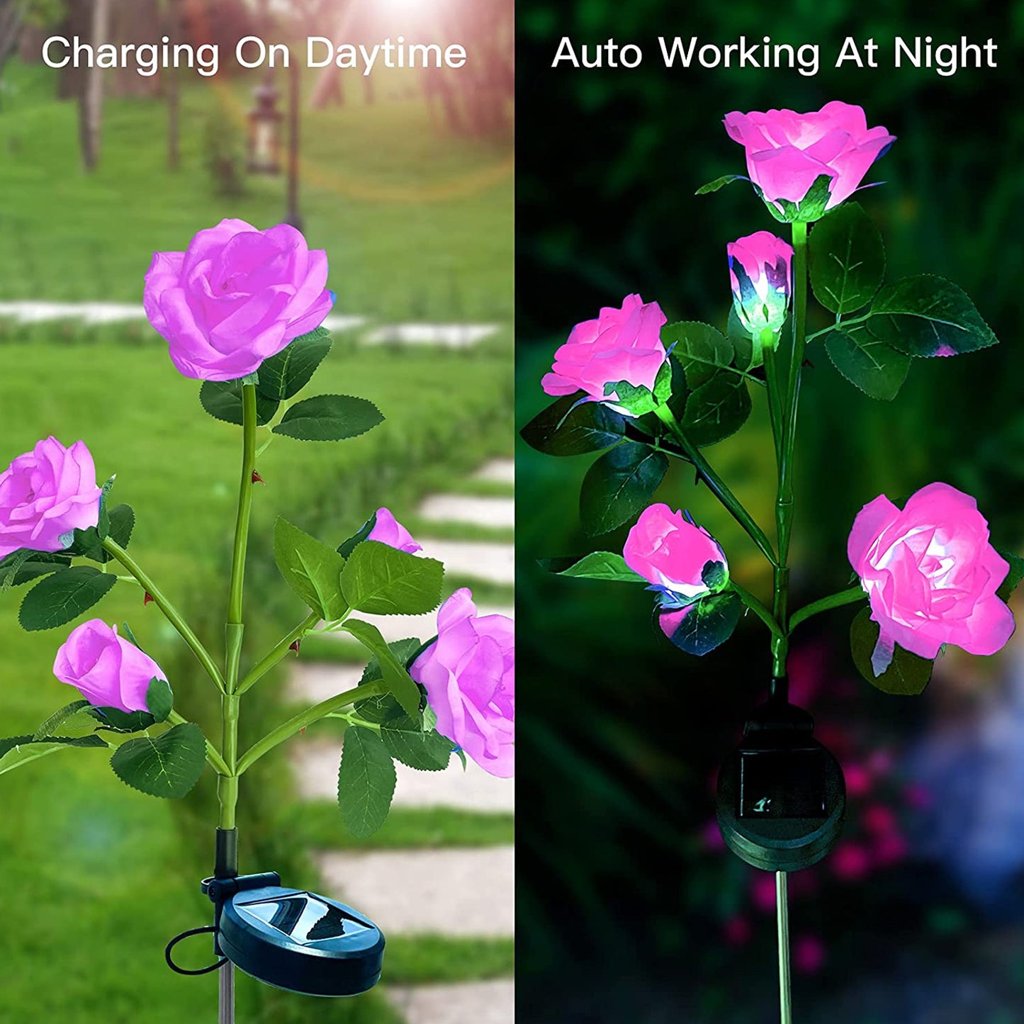 Solar Rose Flower Garden Lights - Waterproof Outdoor Decorative Lights for Patio, Yard & Pathway - Happy Price - Image 7