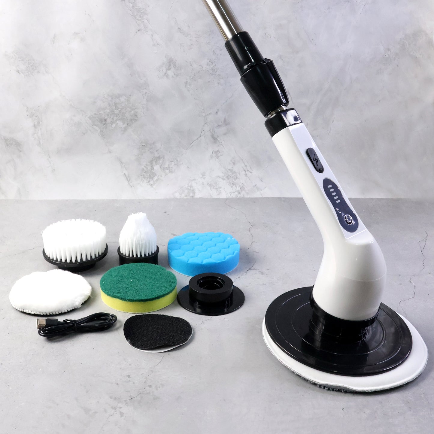 9-in-1 Rechargeable Electric Spin Scrubber with Extendable Handle - Multi-Head Power Cleaner Set - Happy Price - Image 2