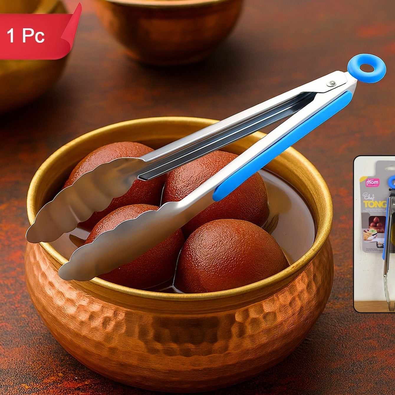 Premium Stainless Steel Kitchen Tong with Silicone Grip - 1 Pc - Happy Price - Image 1