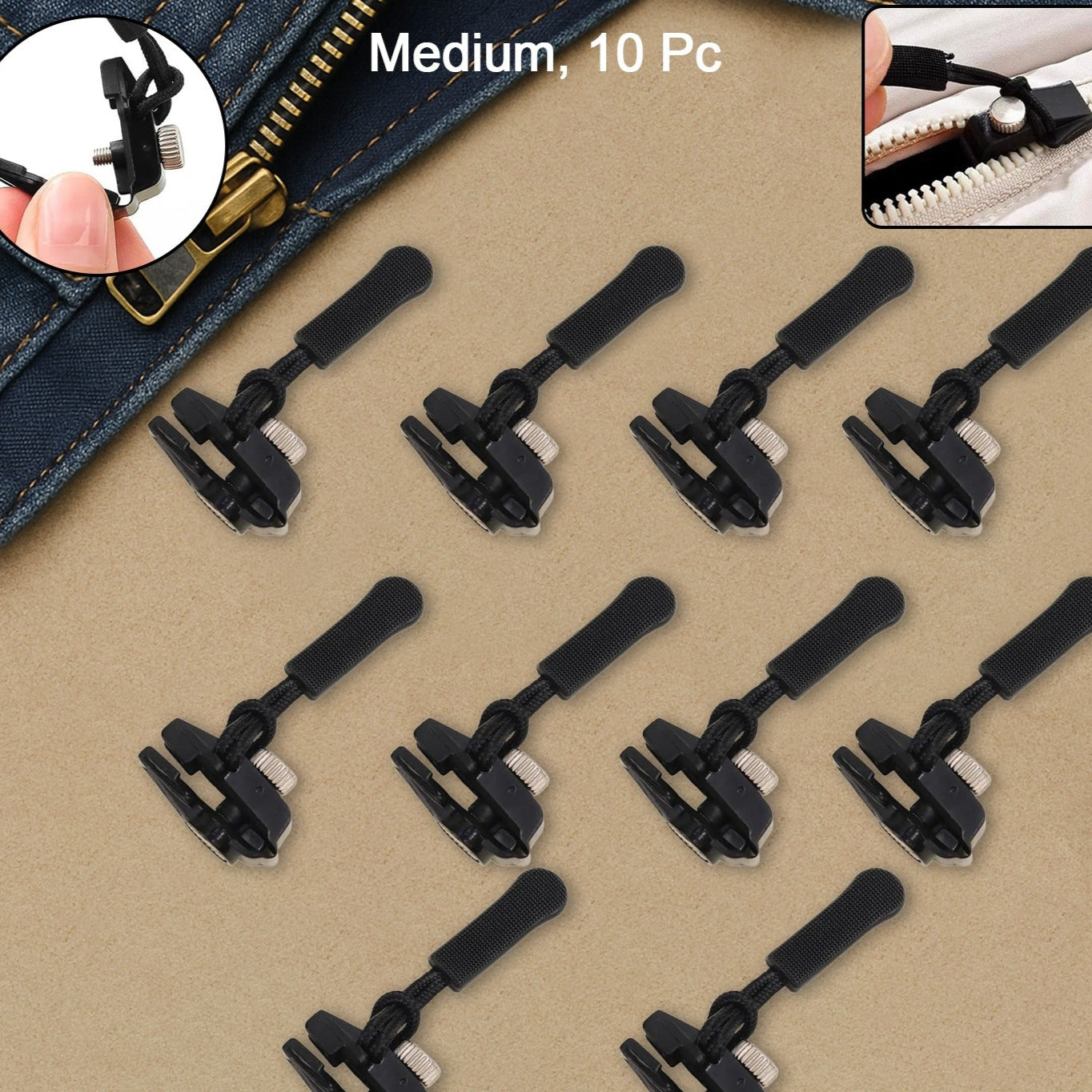 10 Pc Medium Detachable Zipper Slider Repair Kit - Happy Price - Image 1
