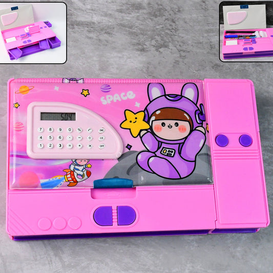 Multi-functional Space Theme Pencil Box With Built-in Calculator (1 Pc) - Happy Price - Image 1