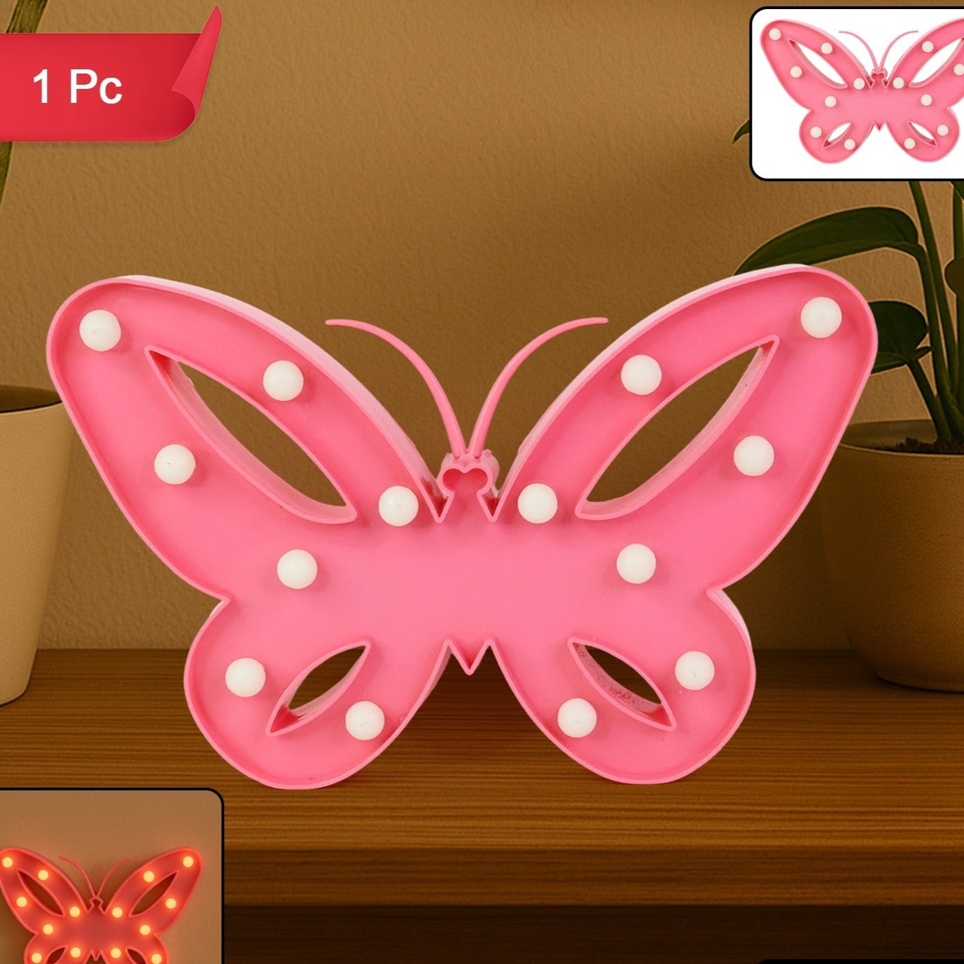 Butterfly Shape LED Decorative Night Light (1 Pc) - Battery Operated for Kids Room & Home Decor - Happy Price - Image 1