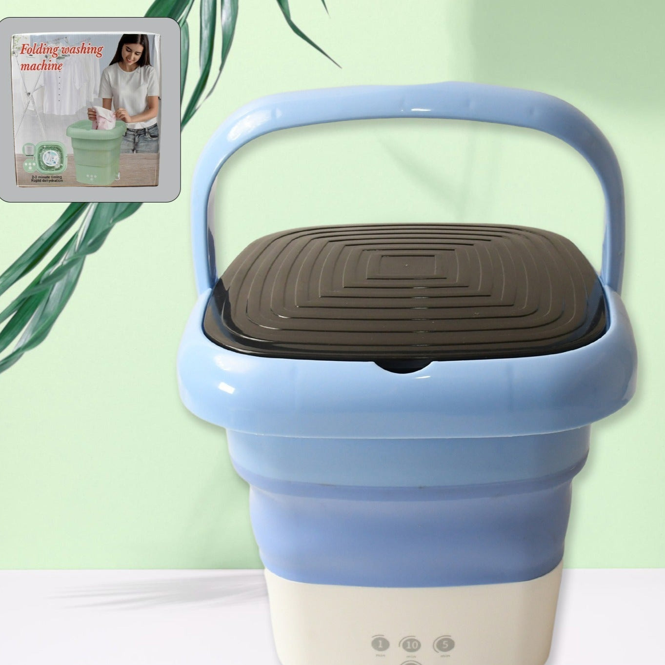 Compact Folding Washing Machine - Portable, Deep Clean for Small Garments (1 Pc) - Happy Price - Image 1