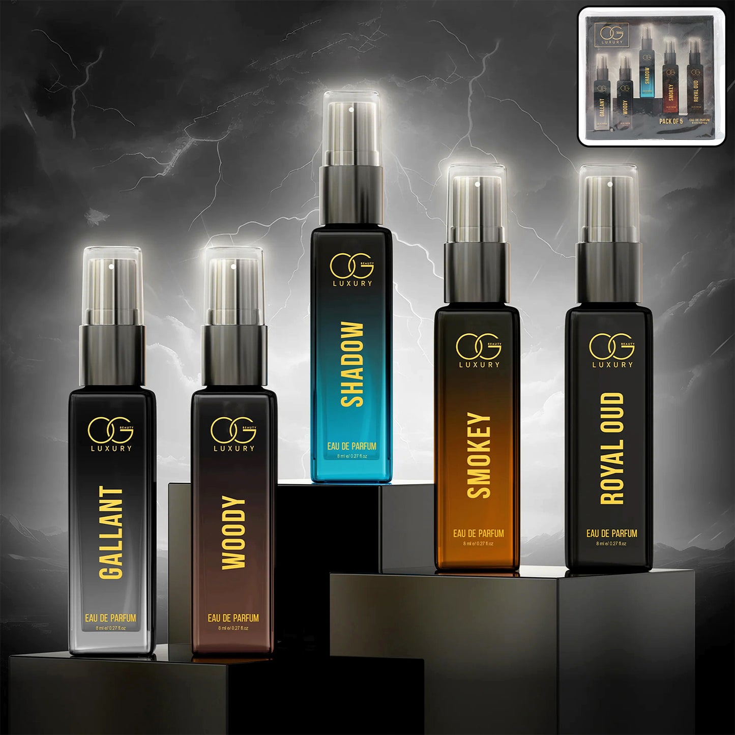 OG Beauty Luxury Men's Perfume Set - 5 x 8 ML Eau de Parfum Collection - Happy Price - Image 3