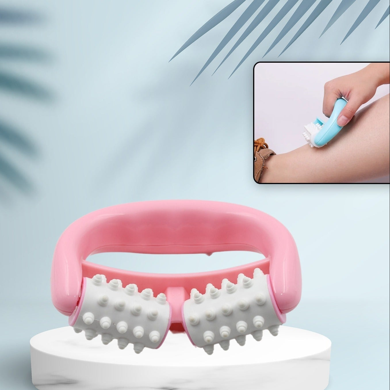 Manual Round Handle Plastic 2 Rollers Massage Roller Cellulite Roller For Legs Arms Back Muscle Pain Relief And Muscle Relaxation - Happy Price - Image 1