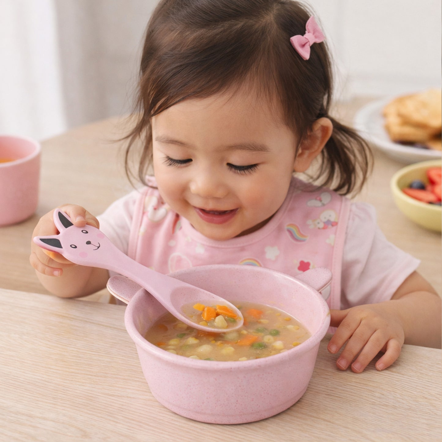 HappyPrice Kids Feeding Bowl Set with Cute Spoon (240ml, 1 Set) - Anti-Slip Toddler Bowl with Handles - Happy Price - Image 5