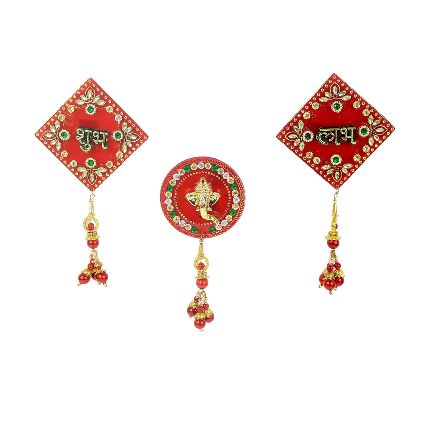 3 Pc Auspicious Wall Hanging Set - Shubh Labh & Ganesh Design - Happy Price - Image 2