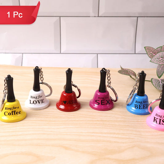Mini Metal Hand Bell with Keychain - "Ring for Wine" Novelty Party Accessory (1 Pc) - Happy Price - Image 1
