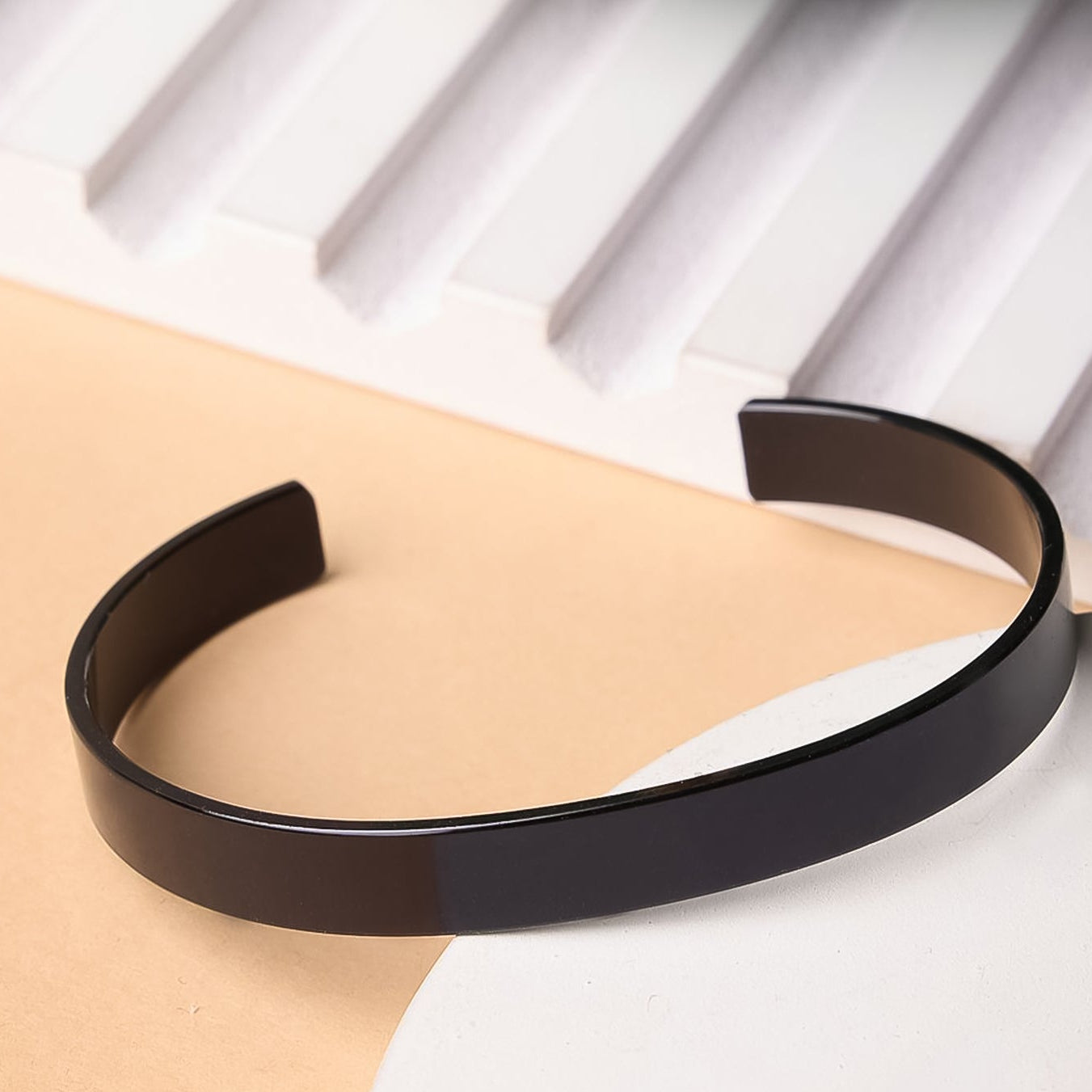 Black-Plated Stainless Steel Kada Bracelet for Men (1 Pc) - Happy Price - Image 1