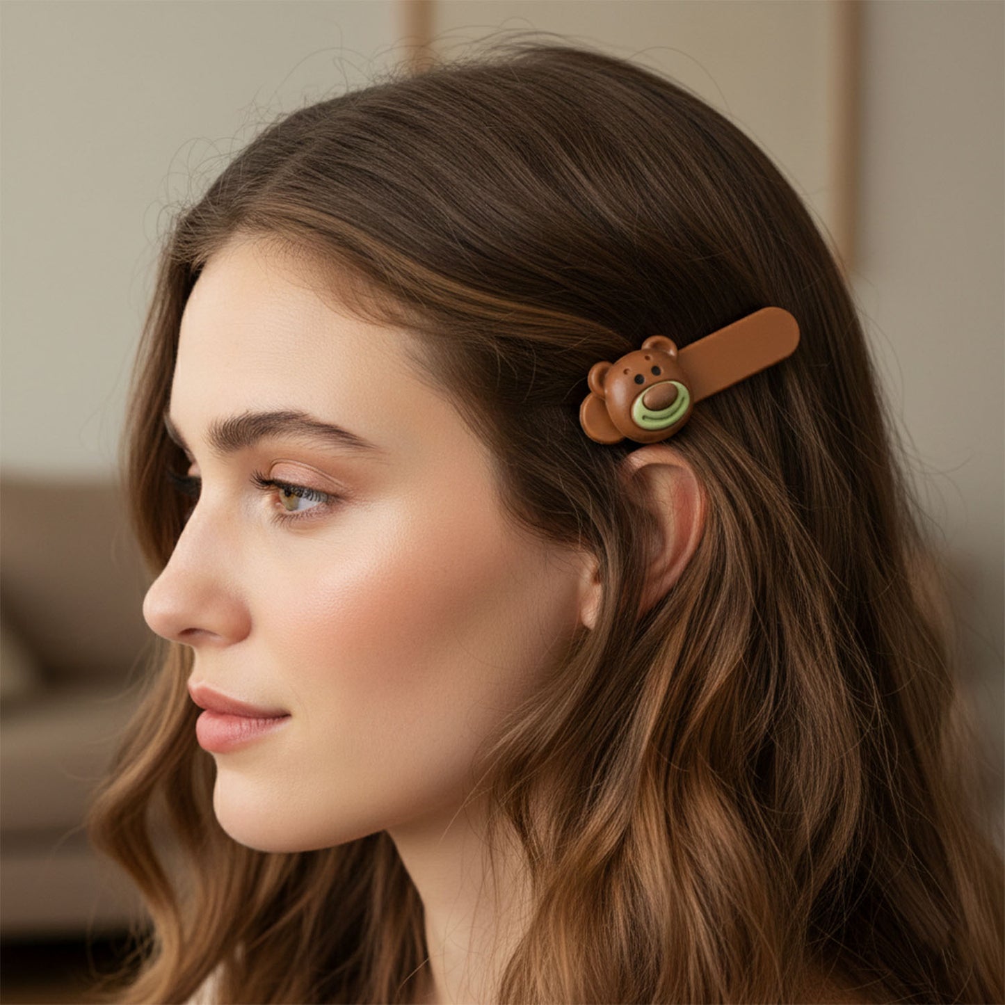 Cute Bear Face Hair Clips Set - 4 Pc Decorative Snap Clips for Women & Girls - Happy Price - Image 6