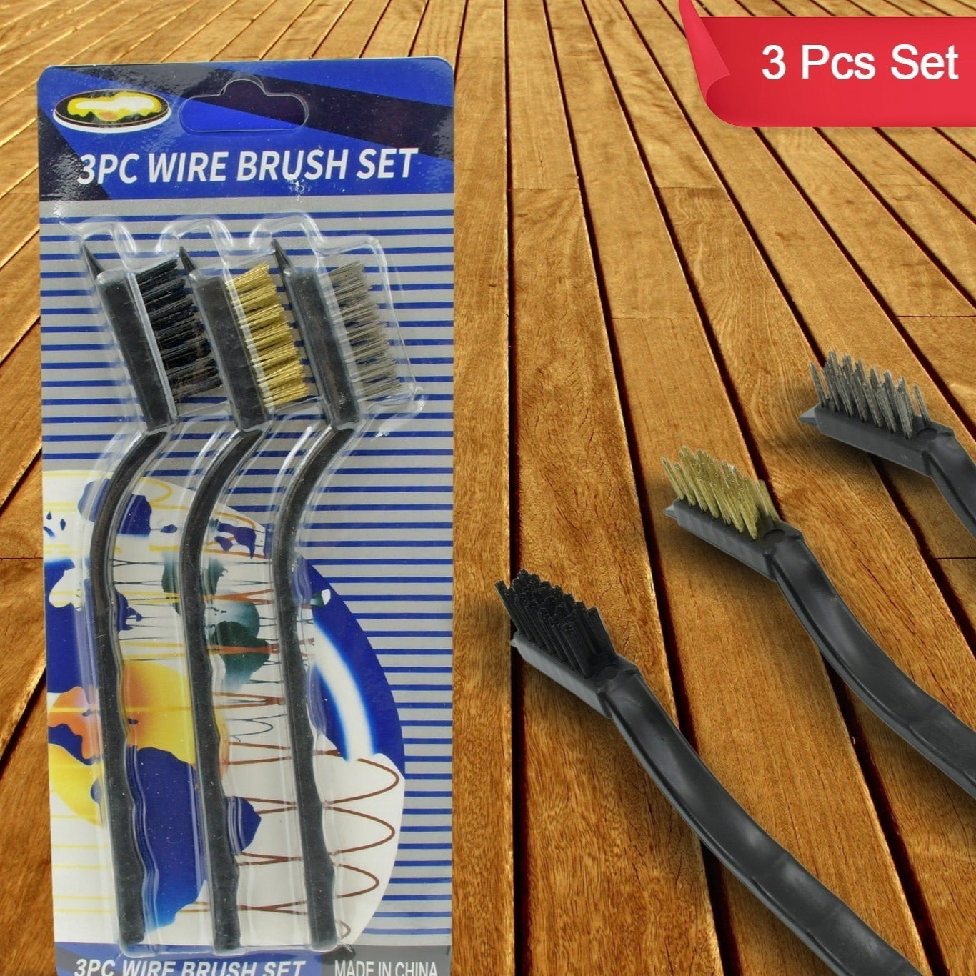3pcs Mini Wire Brush Set (Steelnylonbrass Brush) - Happy Price - Image 1