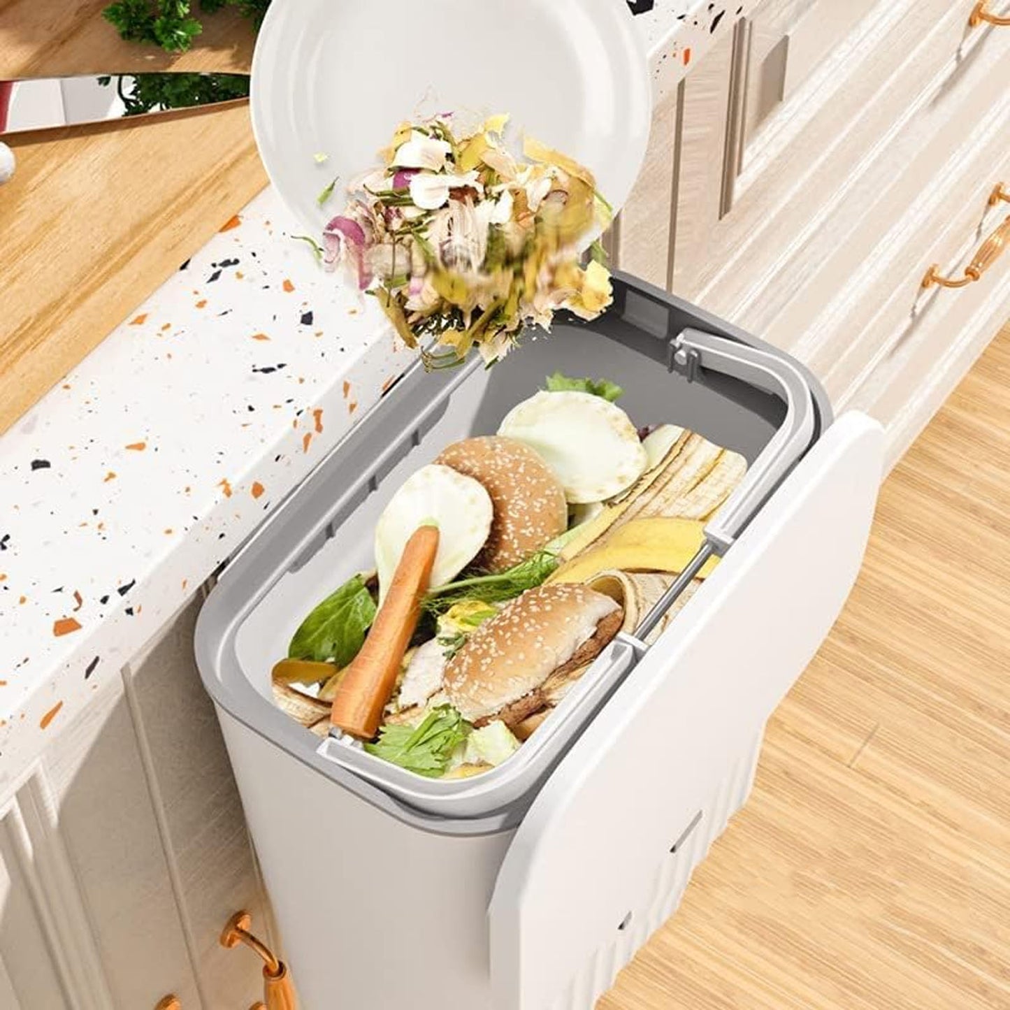 Compact Plastic Kitchen Dustbin with Lid - Wall/Cabinet Mount (1 Pc) - Happy Price - Image 6