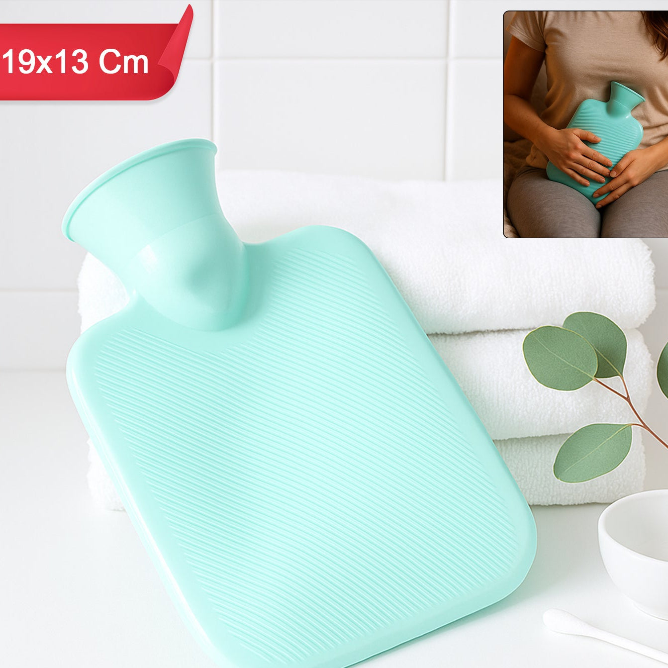 Compact Rubber Hot Water Bag 19x13 cm for Pain Relief - 1 Pc - Happy Price - Image 1
