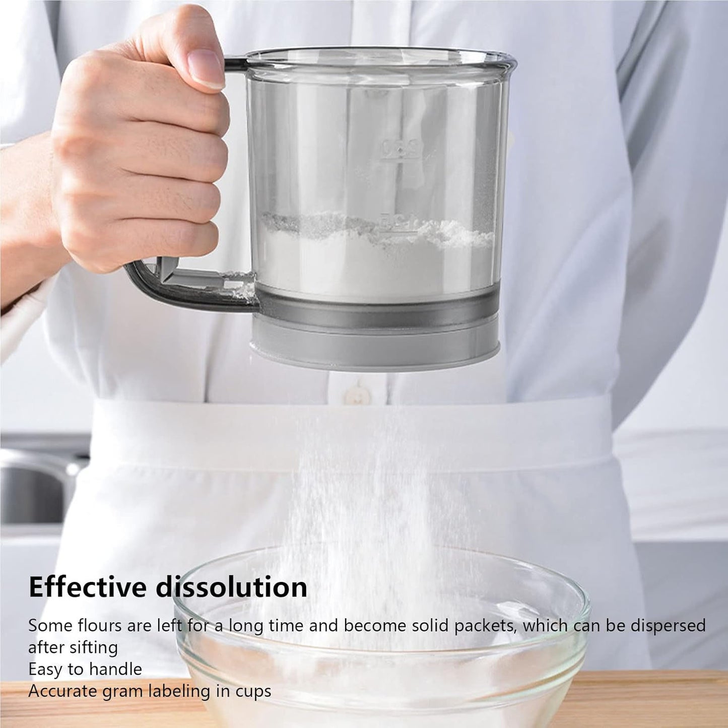 Plastic Flour Sieve Cup with Handle for Baking - Fine Mesh Sifter - Happy Price - Image 6