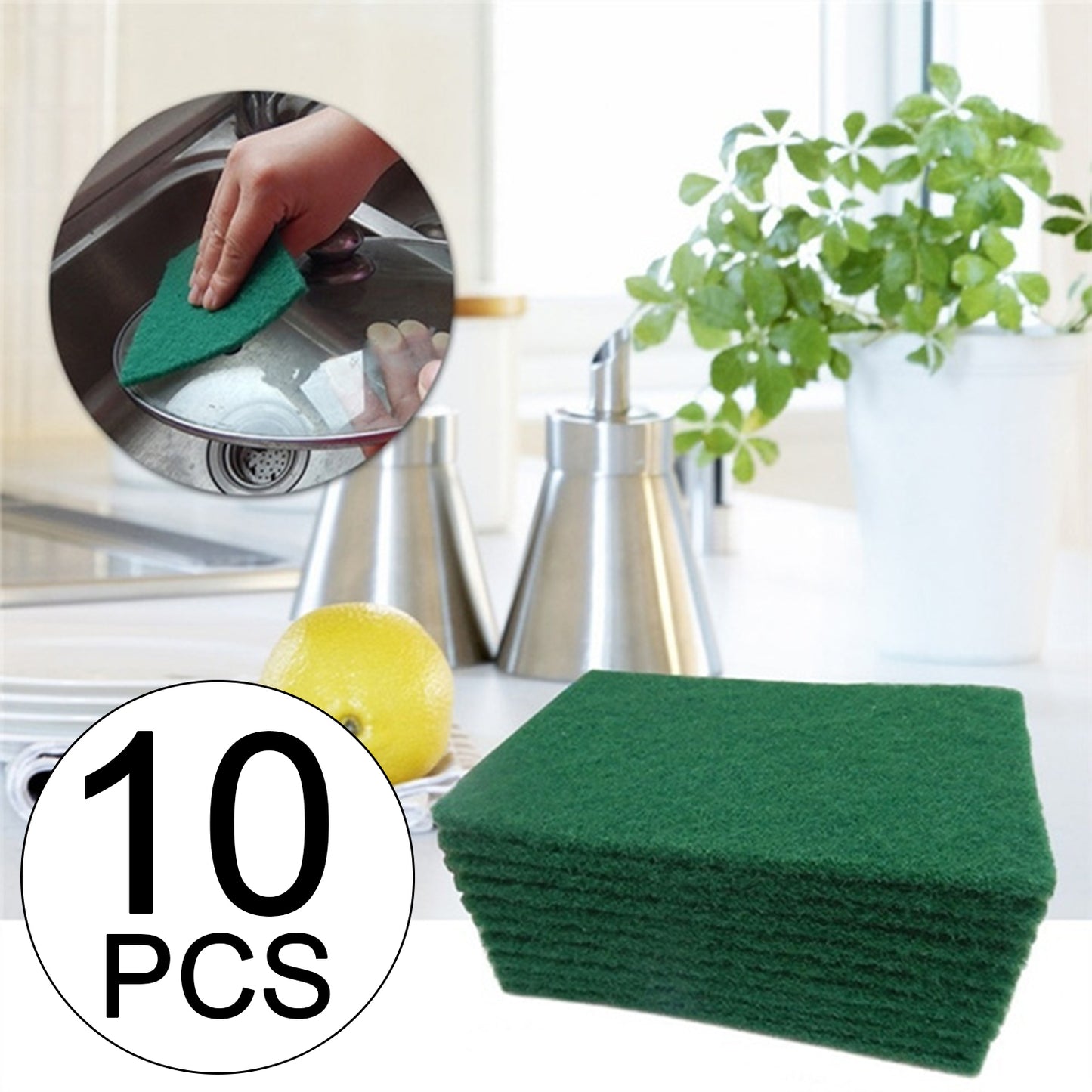 Scrub Sponge Cleaning Pads Aqua Green  10pcs - Happy Price - Image 2
