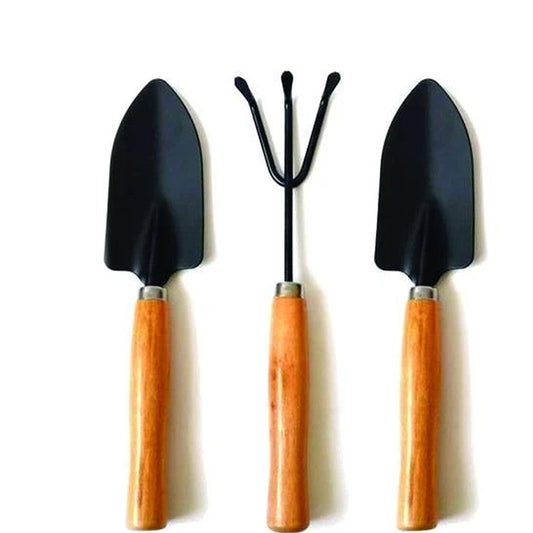 Small Garden Tool Set - 3 Pc Hand Cultivator, Trowel & Fork - Happy Price - Image 1