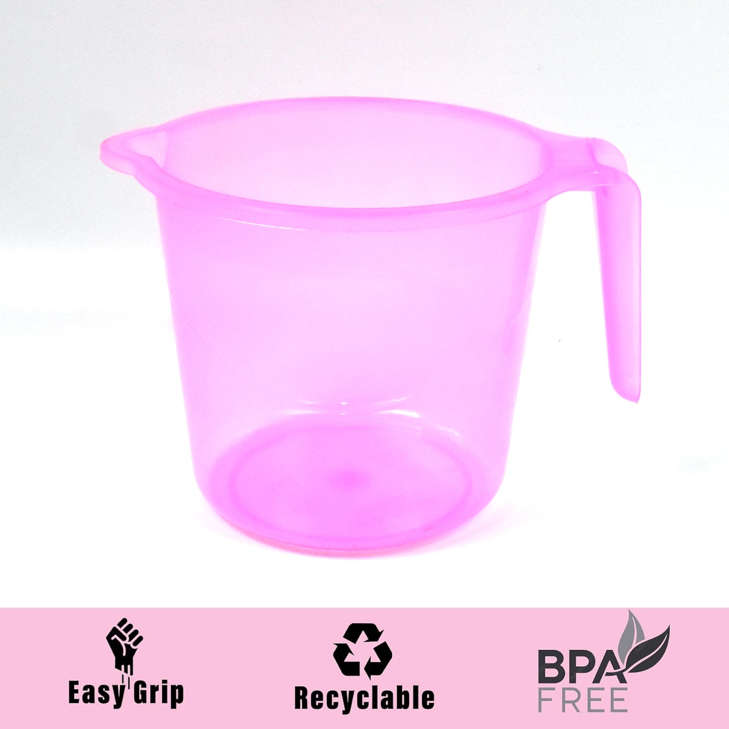Plastic Round Transparent Bath Water Mug (1 Pc  1200 Ml  Mix Color) - Happy Price - Image 3