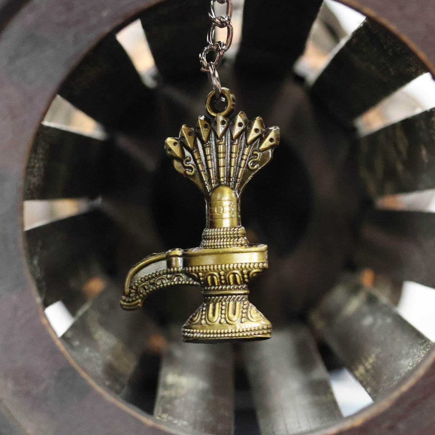 Antique Shiva Lingam Metal Keychain with Serpent Design - 1 Pc - Happy Price - Image 4