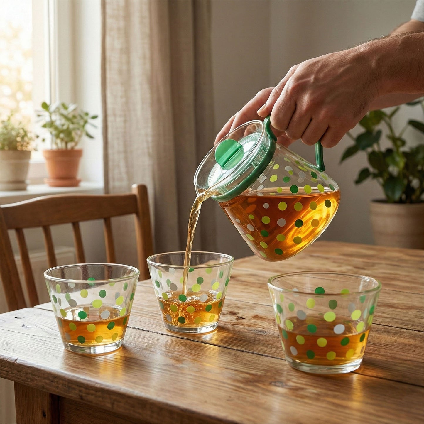 Glass Tea Pot and Cup Set - Polka Dot Design (1 Set) - Happy Price - Image 6