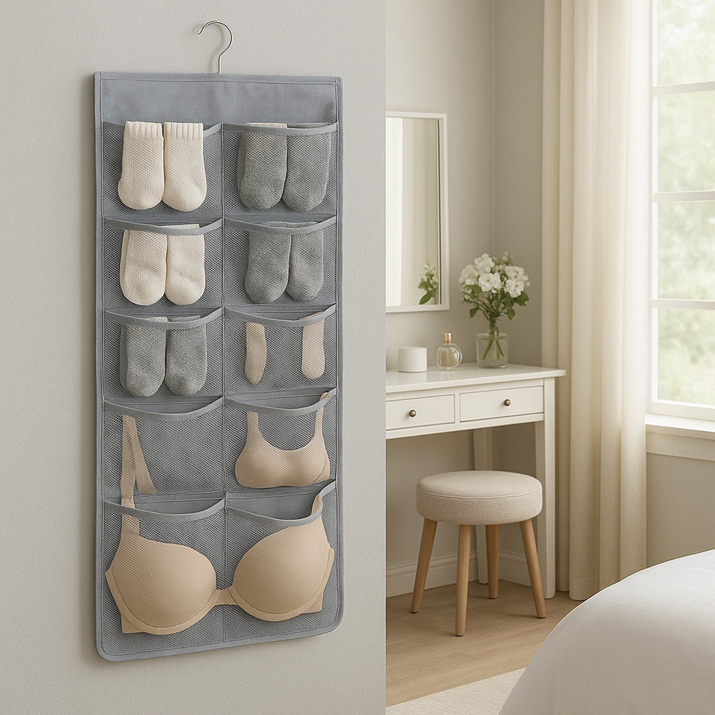 Hanging Wardrobe Organizer for Undergarments & Accessories - 80x38 cm, 1 Pc - Happy Price - Image 6