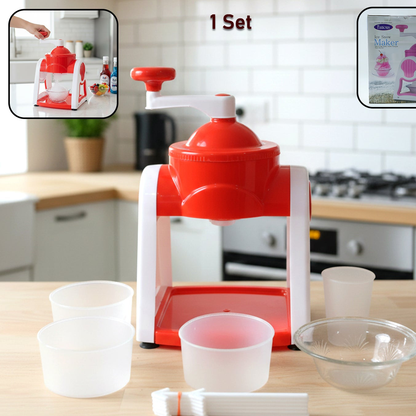 Manual Ice Snow Maker Machine (1 Set Red Color)